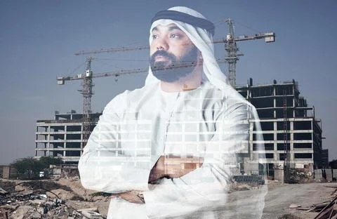 Infrastructure ideas on its way. Studio shot of a young muslim businessman 스톡 사진
