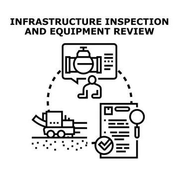 Infrastructure inspection process and equipment review concept Stock Illustration