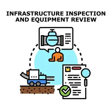 Infrastructure inspection process and equipment review concept Stock Illustration