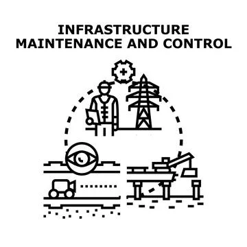 Infrastructure maintenance and control system for urban development Stock Illustration