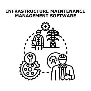 Infrastructure maintenance management software concept Stock Illustration