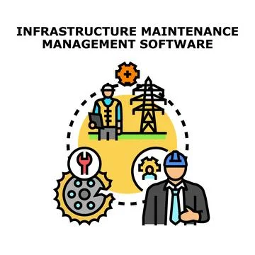 Infrastructure maintenance management software concept Stock Illustration