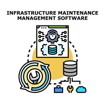 Infrastructure maintenance management software optimizing digital operations Stock Illustration