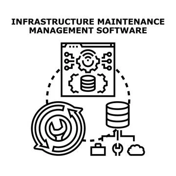 Infrastructure maintenance management software optimizing digital operations 库存插图