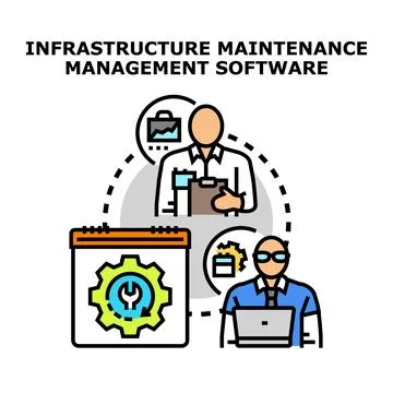 Infrastructure maintenance management software system illustration イラスト素材
