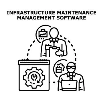 Infrastructure maintenance management software system illustration Stock Illustration