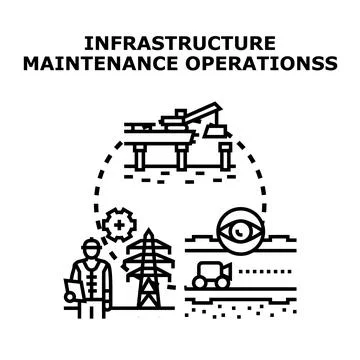 Infrastructure maintenance operations concept engineering supervision Stock Illustration