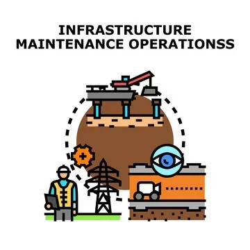 Infrastructure maintenance operations concept engineering supervision Stock Illustration
