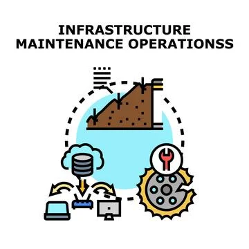 Infrastructure maintenance operations managing complex systems Illustrazione stock