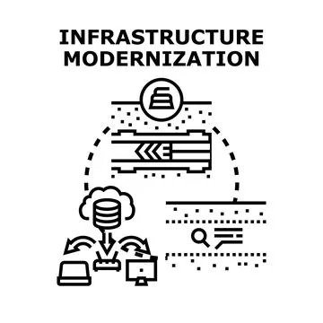 Infrastructure modernization process improving data transfer and access 스톡 일러스트