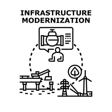 Infrastructure modernization vector concept illustrating upgrade work 스톡 일러스트