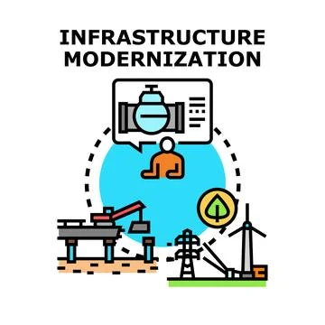 Infrastructure modernization vector concept illustrating upgrade work Stock Illustration