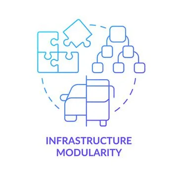 Infrastructure modularity blue gradient concept icon Stock Illustration