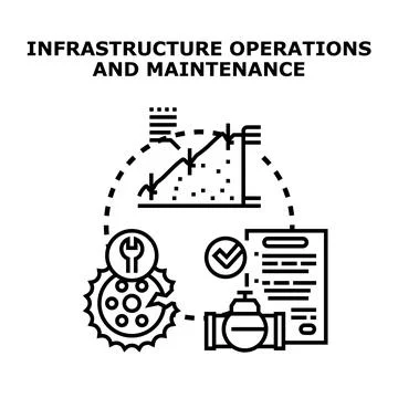 Infrastructure operations maintenance and engineering concept art Stock Illustration