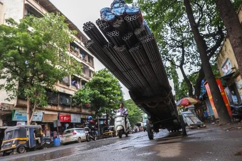 Infrastructure output in India rose by 5.4 percent from the previous year, Mumba Stock Photos