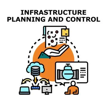 Infrastructure planning and control managing systems and resources Stock Illustration