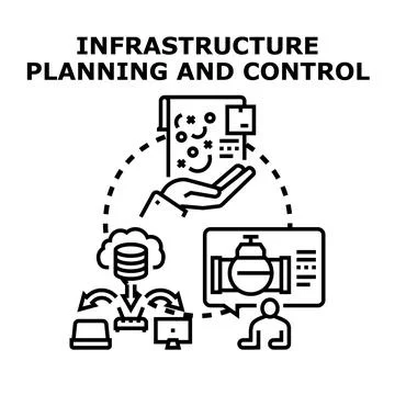 Infrastructure planning and control managing systems and resources Stock Illustration