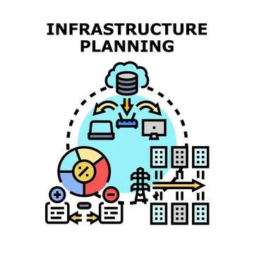 Infrastructure planning developing system, energy, and urban networks Stock Illustration