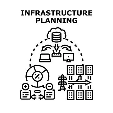 Infrastructure planning developing system, energy, and urban networks Stock Illustration