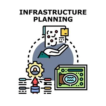 Infrastructure planning developing urban management strategy Stock Illustration