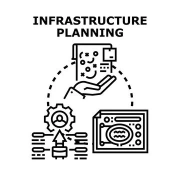 Infrastructure planning developing urban management strategy Stock Illustration
