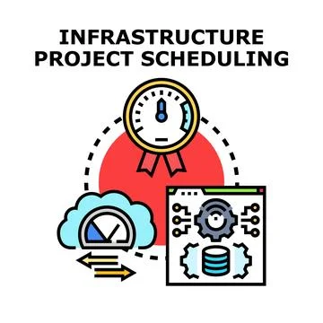 Infrastructure project scheduling planning and time management concept Stock Illustration