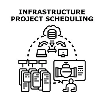 Infrastructure project scheduling planning workflow management イラスト素材