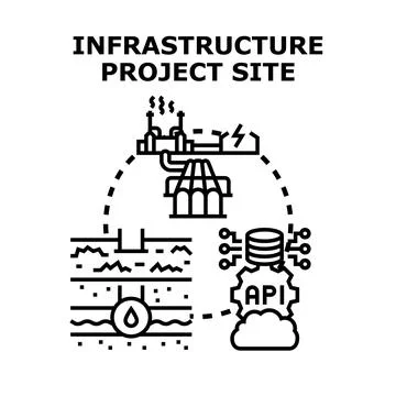 Infrastructure project site planning development process Stock-Illustration