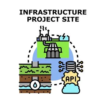 Infrastructure project site planning development process Stock Illustration