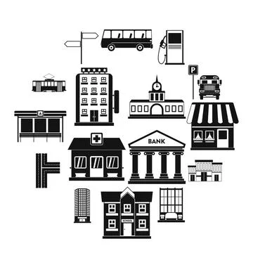 Infrastructure set icons Stock Illustration