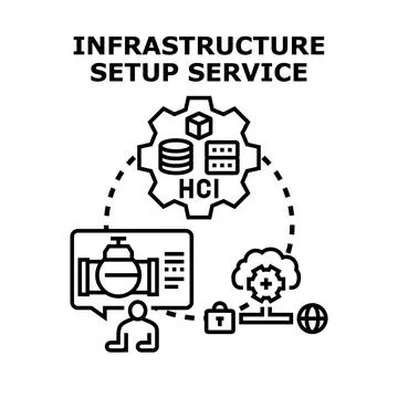 Infrastructure setup service providing cloud computing solutions Stock Illustration