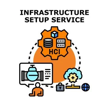 Infrastructure setup service providing cloud computing solutions Stock Illustration