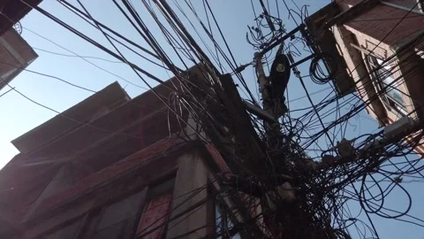 Infrastructure shortage, messy electric cables Video stock 144863790