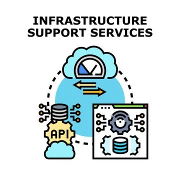 Infrastructure support services providing reliable data networks Stockillustratie