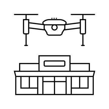 Infrastructure survey drone line icon vector illustration Stock Illustration