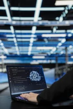 Infrastructure troubleshooting, artificial intelligence and admin in data center 스톡 사진
