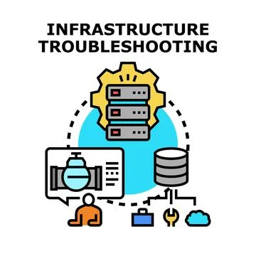 Infrastructure troubleshooting vector concept for network maintenance Stock Illustration