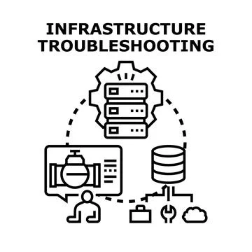 Infrastructure troubleshooting vector concept for network maintenance Stock Illustration