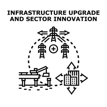 Infrastructure upgrade and sector innovation illustrating development strateg Stock Illustration