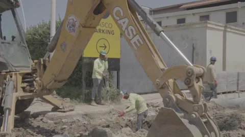 Infrastructure workers and heavy machinery in Panama Stock-Footage 343746872