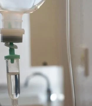 Infusion bottle with iv solution Stock Photos