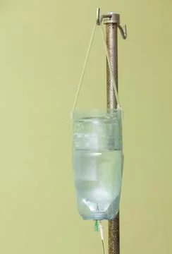 Infusion bottle with saline solution 스톡 사진