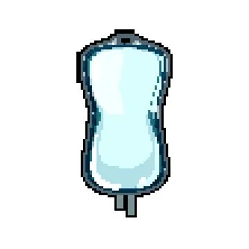 Infusion iv drip bag pixel art vector illustration Stock Illustration