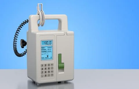 Infusion pump on the desk, 3D rendering Stock Illustration