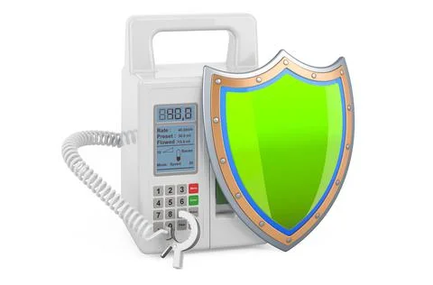 Infusion pump with shield, 3D rendering Stock Illustration