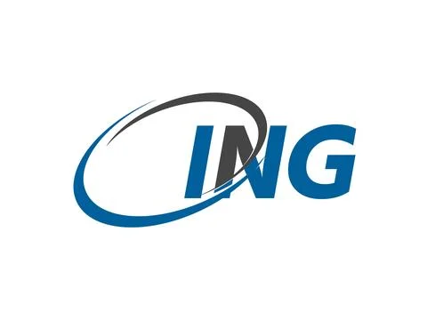ING letter creative modern elegant swoosh logo design Stock Illustration