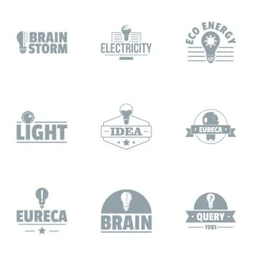 Ingenious idea logo set, simple style 库存插图