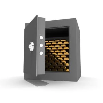 Ingots of gold in the safe Stock Illustration