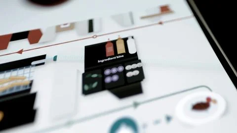 Ingredient bins on restaurant process map Stock Photos