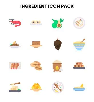 Ingredient Flat Bundle Icons Pack Stockillustratie